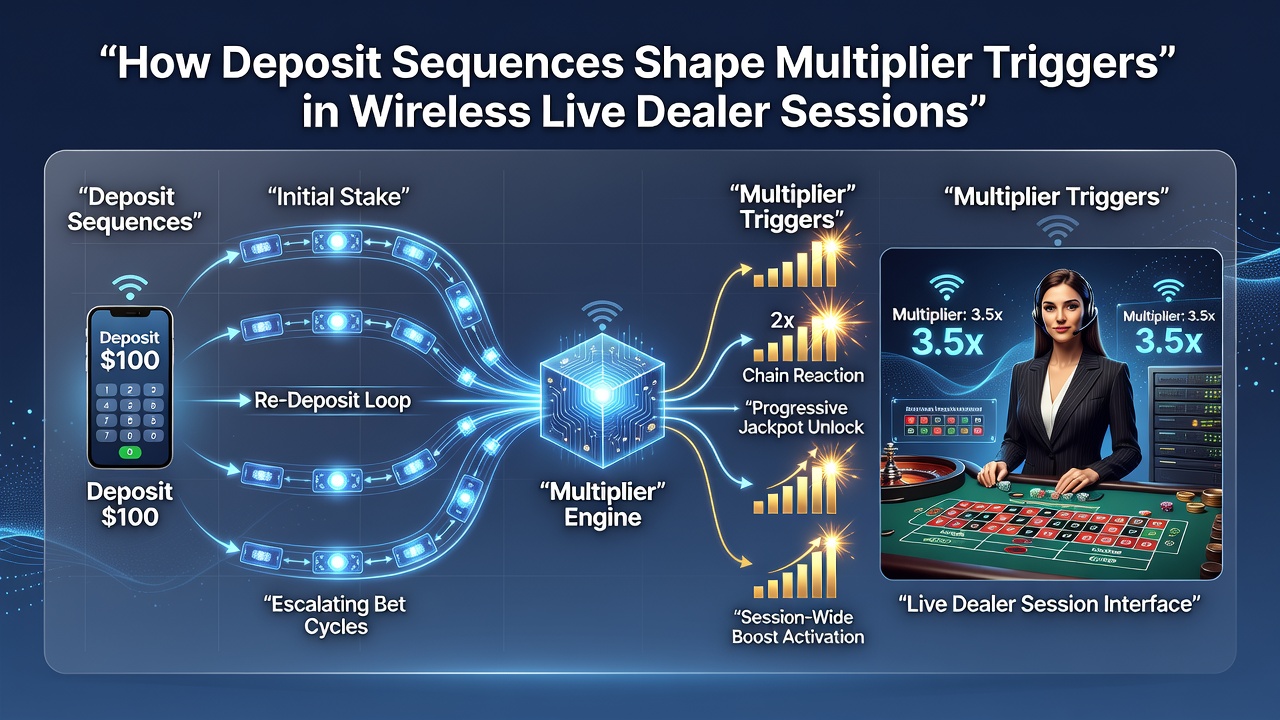 Darstellung von Multiplikator-Triggern und Einzahlungsmustern in drahtlosen Live-Dealer-Sitzungen