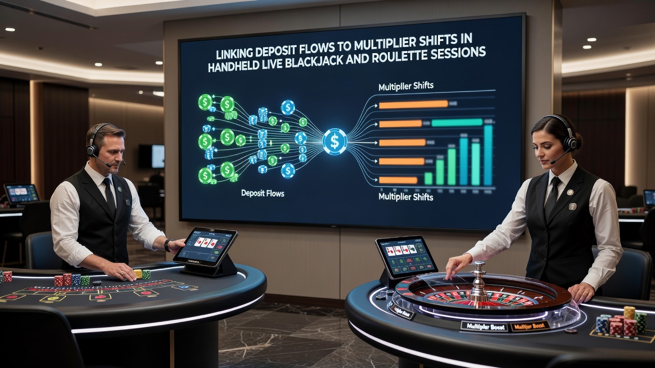 Analyse-Diagramm zu Transaktionsmustern und Multiplikatoren in portablen Roulette- und Blackjack-Sitzungen